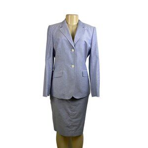 Brooks Brothers Womens Light Blue Cotton Blazer & Skirt Set Button Closures Sz 8
